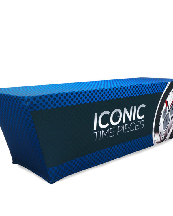 8′ Stretch Table Throw Full Color 3-sided with Custom Dye-Sub Print